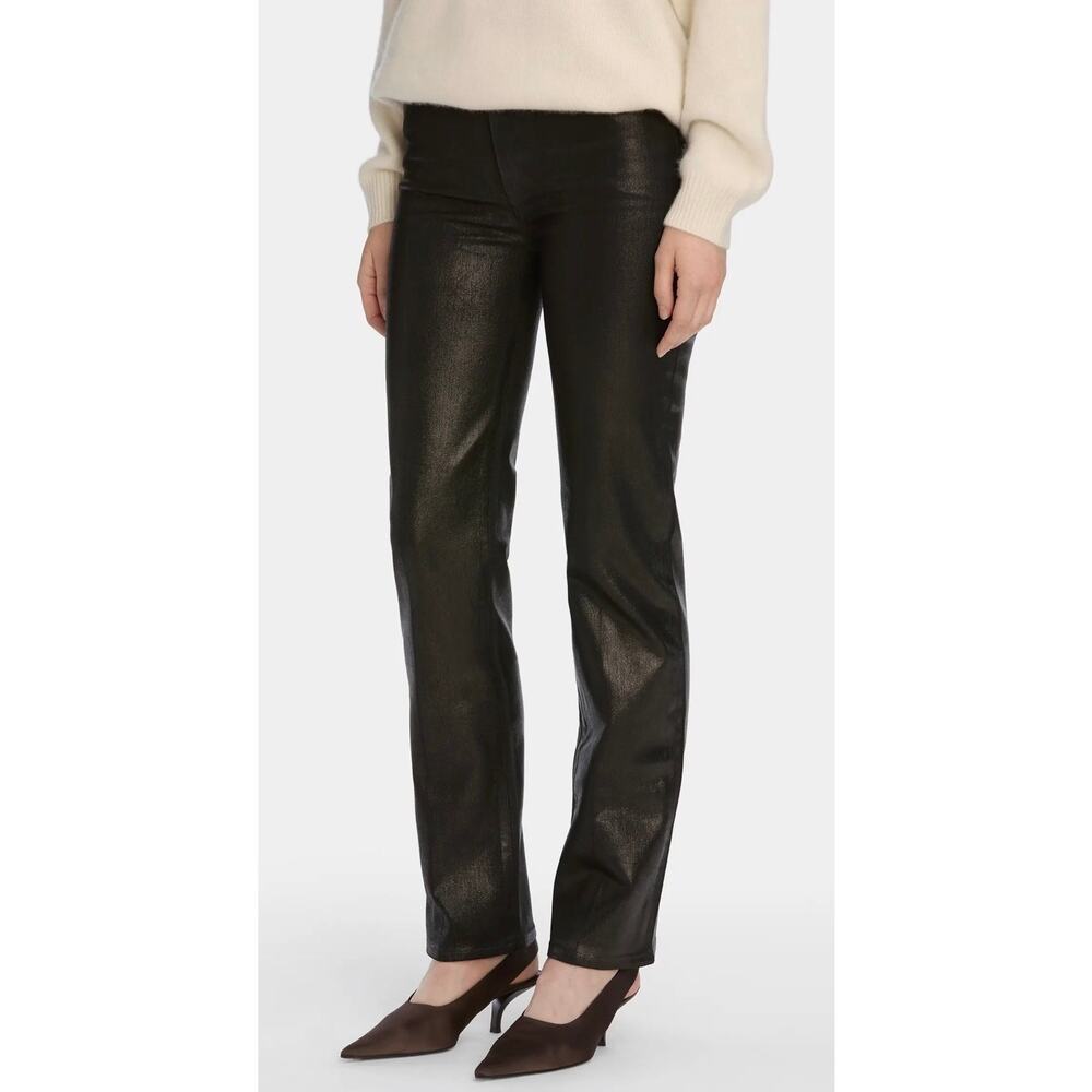 Frame Denim Le Sleek Straight Jean in Mood Ring Coated Black 28 - Picture 4 of 5